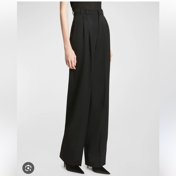 Saint Laurent Rive Gauche Pleated Wide Leg Pants Black 42 - Picture 1 of 5